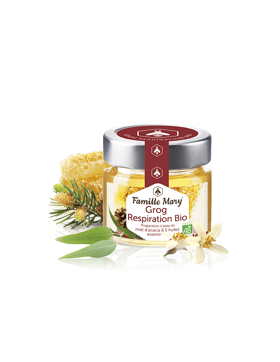 Grog Respiration Bio/Grog pour le système respiratoire (avec du miel Acacia et 4 huiles essentielles) 100 G Famille Mary