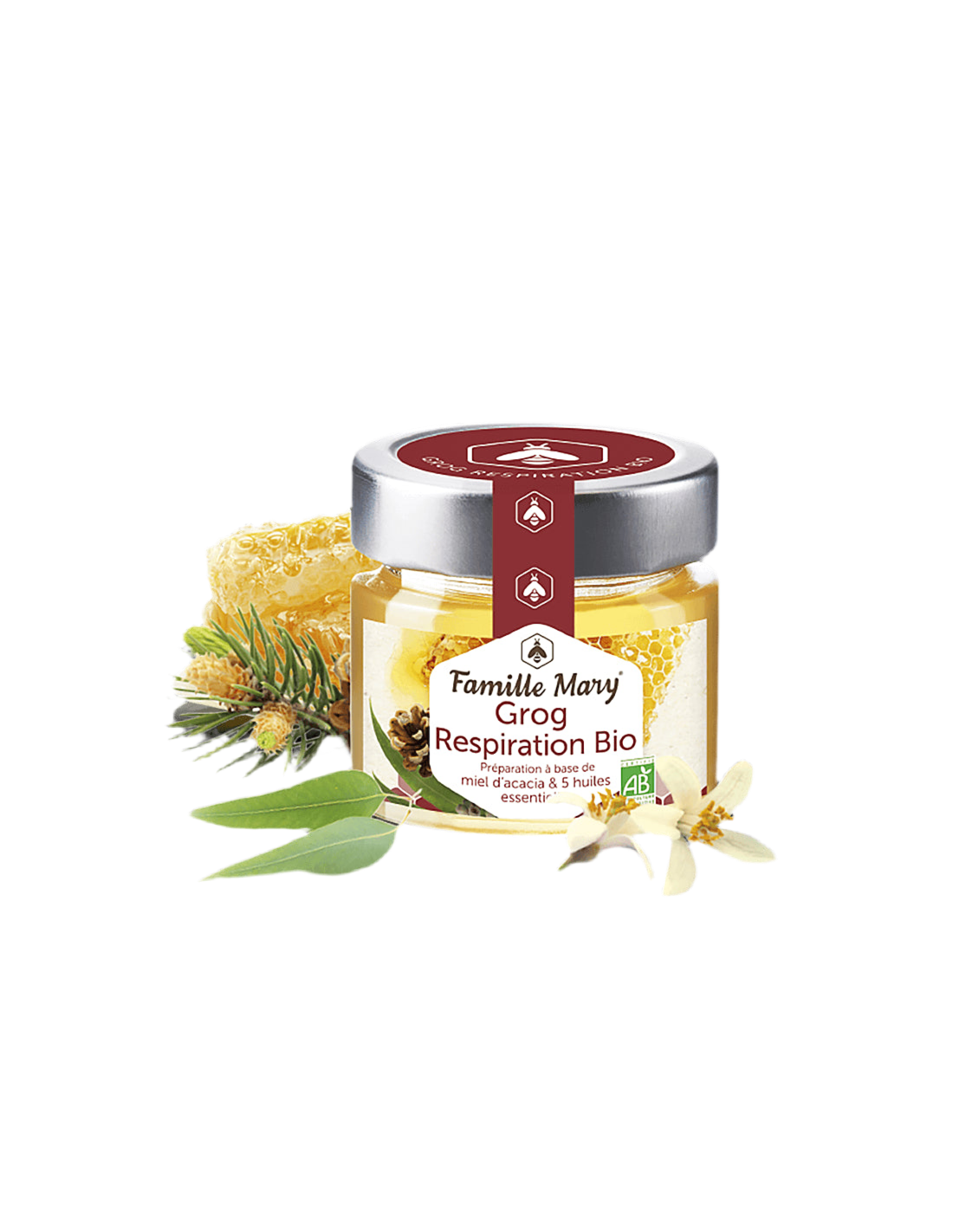 Grog Respiration Bio/Grog pour le système respiratoire (avec du miel Acacia et 4 huiles essentielles) 100 G Famille Mary