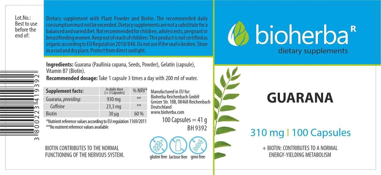 Guarana 310 mg - 100 capsules