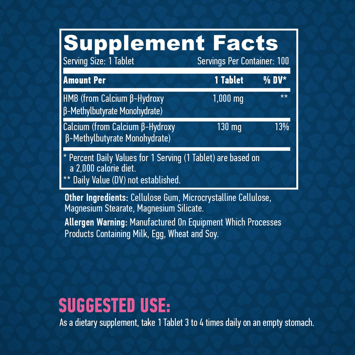 HMB 1000 mg/100 tabs.