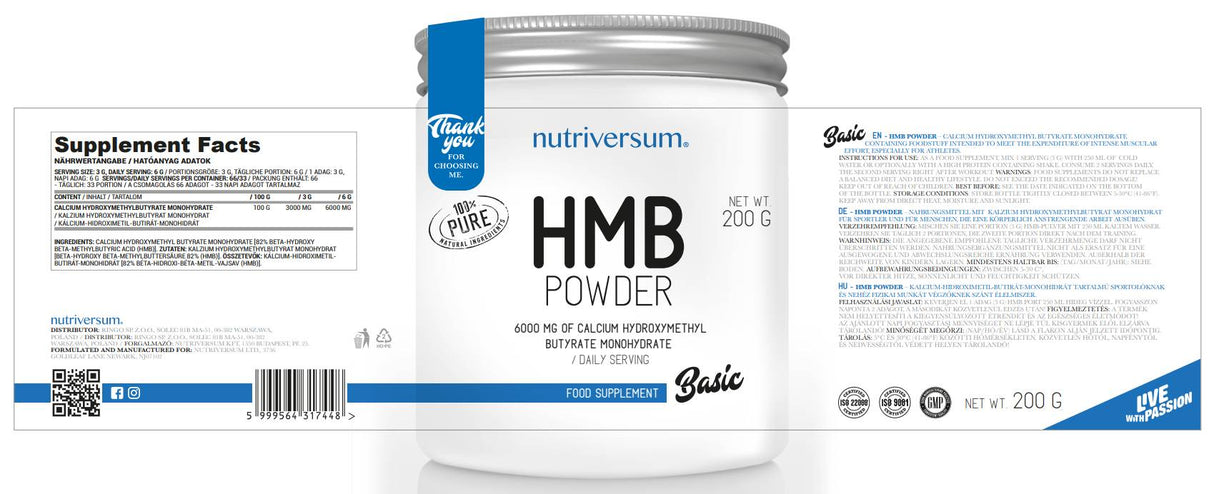 Poudre HMB | 100% pur - 200 grammes