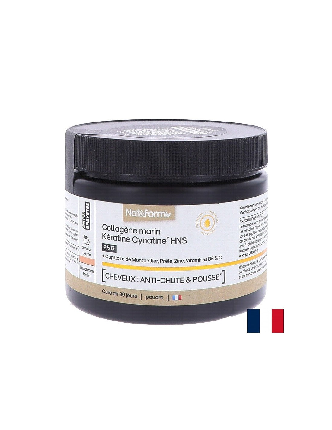 Cheveux et peau - Collagène marin hydrolysé + Kératine HNS, 120 g de poudre