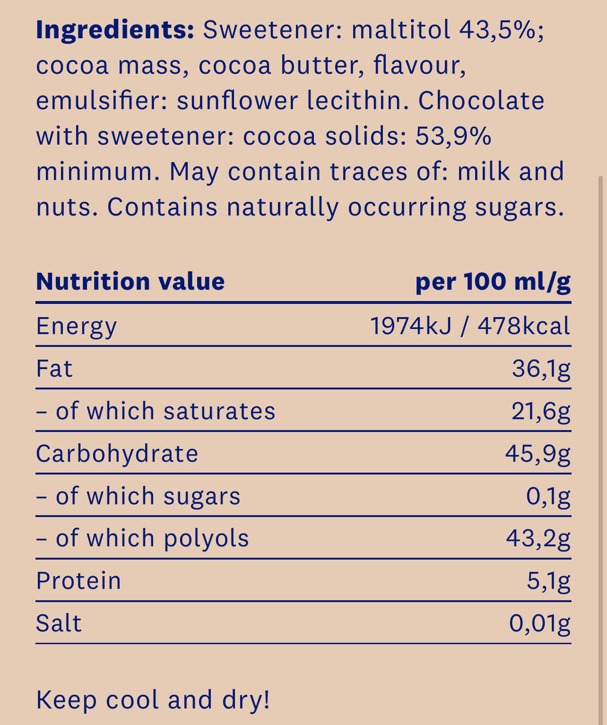 <tc>HealthyCo</tc> chocolat noir naturel 100 grammes - sans sucre ajouté et sans huile de palme