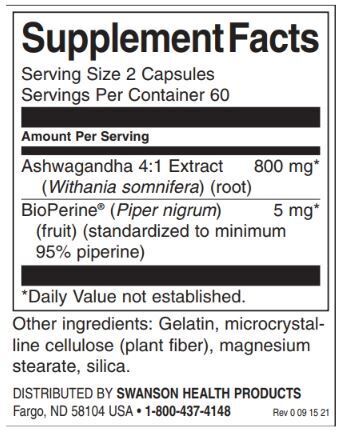 Ashwagandha et poivre noir absorption | Avec bioperne - 120 capsules