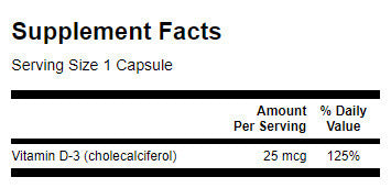Vitamine D3 à haute puissance 1000 UI - 250 capsules