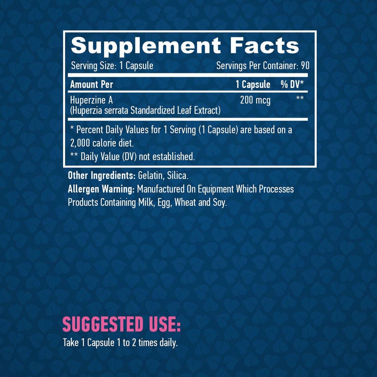 Huperzine A 98% Extrait de 200 mcg/90 Caps