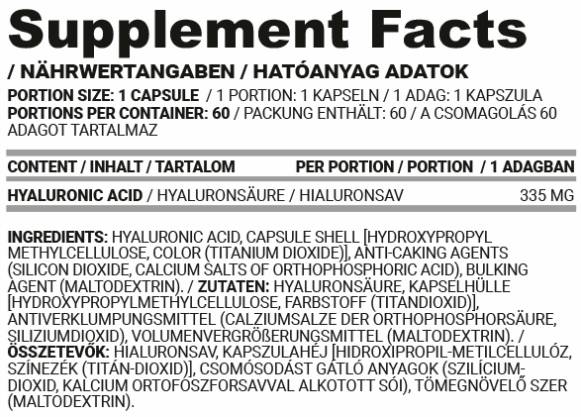 Hyaluron Caps | Acide hyaluronique 335 mg - 60 capsules