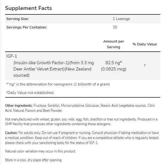 IGF-1 | Extrait de velours de bois de bois de cerf - 30 capsules de gel