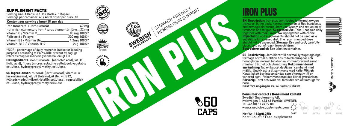 Iron Plus/avec Vit C & Folic Acid/- 60 capsules