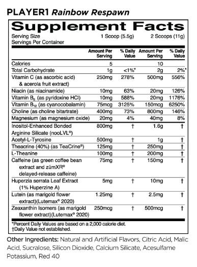 Player1 | Gaming Performance Booster - 220 grams - Nutra Best Europe