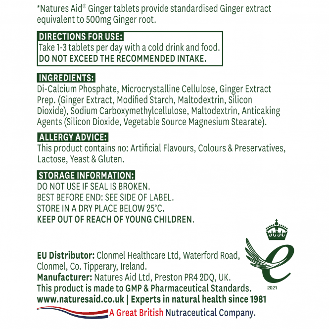 Root de gingembre 500 mg 90 comprimés naturesaid