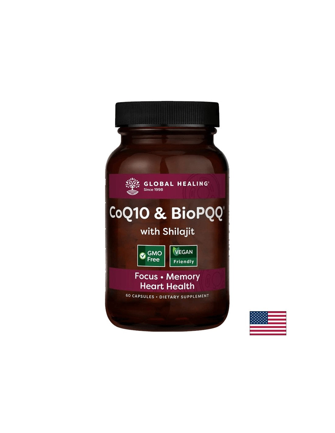 Antioxydant pour la santé cardiaque et neurologique - Coenzyme Q10 + Bio Pyrroloquinoline Quinone & Shilajit, 60 capsules