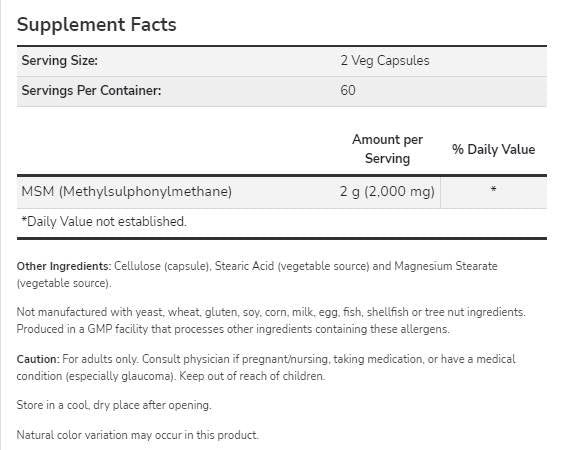 MSM 1000 mg - 240 capsules