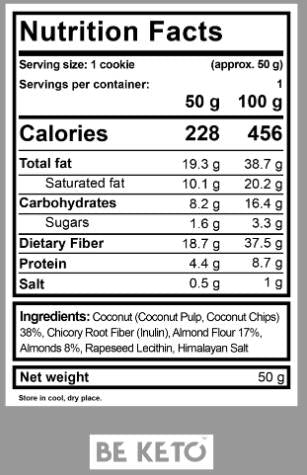 Cookie Keto | Faible sucre - 50 grammes