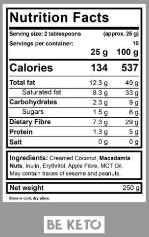 Crème céto | Macadamia + MCT - 250 grammes