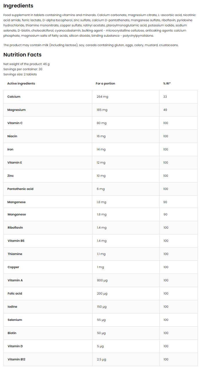100% Vit & Min - 30 comprimés