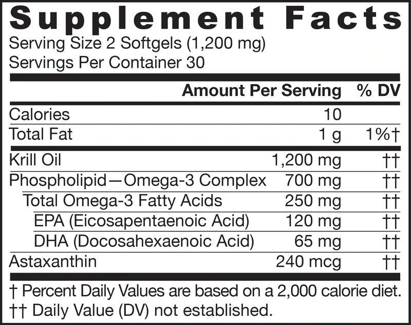 Huile de krill 1200 mg - huile de krill 60 softgels