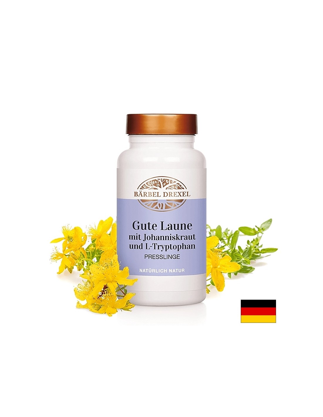 Bonne humeur avec le millepertuis et le l-tryptophane - pour le stress, l'anxiété et l'insomnie, 180 comprimés (pour une consommation de deux mois)