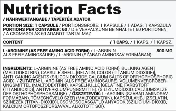 L-arginine 800 mg - 60 capsules