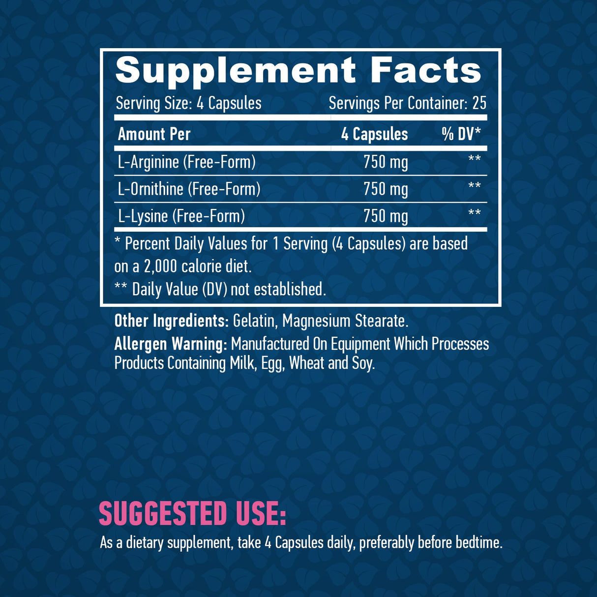 L-Arginine/L-Ornithine/L-lysine/100 Caps.