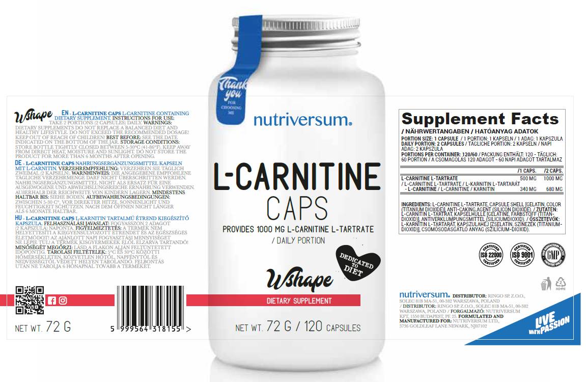 Caps-Carnitine 500 mg 120 capsules