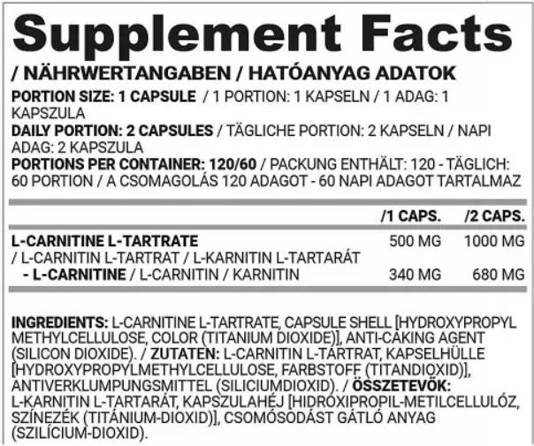 Capsule L-Carnitine pour femmes - 60 capsules