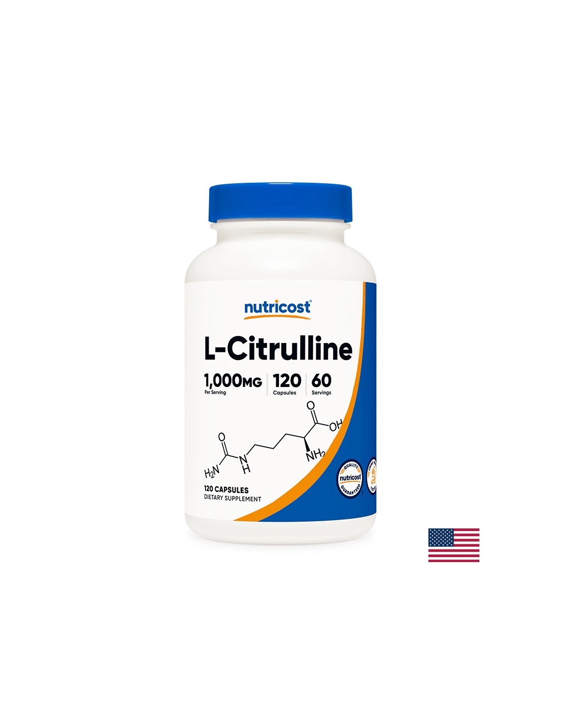 Masse musculaire - L-Citrulline (L-Citrulline), 1000 mg/120 gélules <tc>Nutricost</tc>