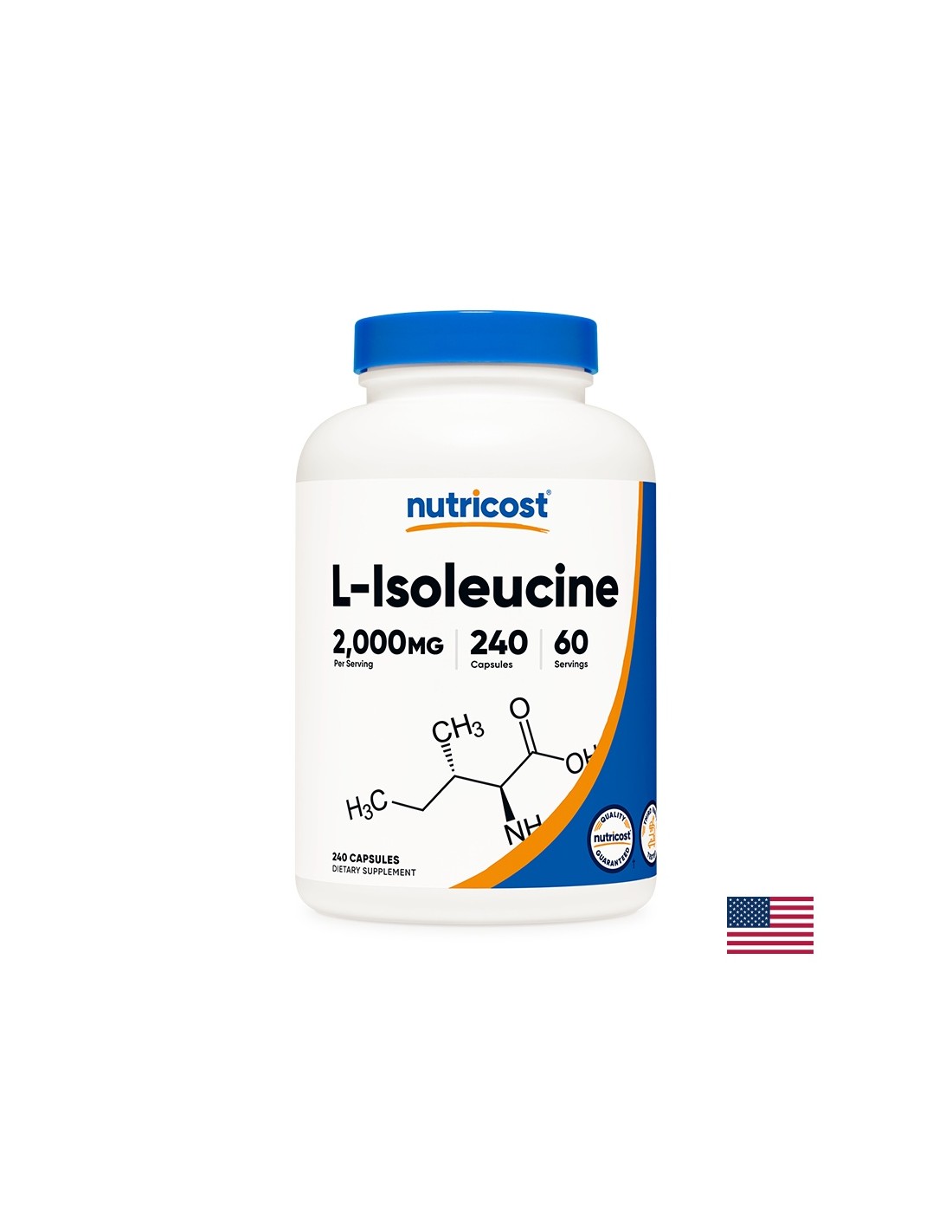Masse musculaire et endurance - L-Isoleucine, 500 mg x 240 gélules <tc>Nutricost</tc>