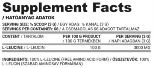 L-L-leucine Powder | 100% de leucine pure - 200 grammes