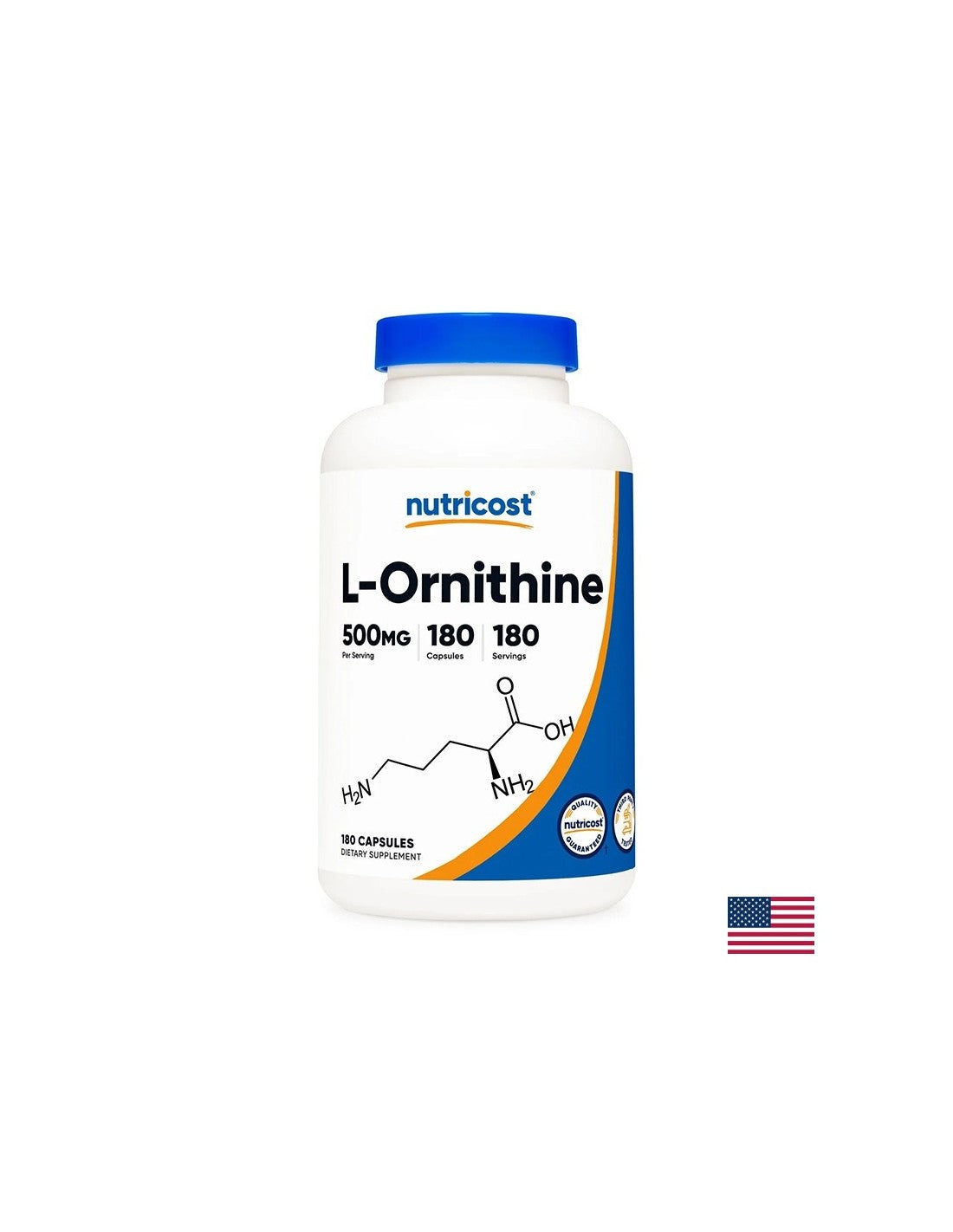 Détoxification et foie - L-Ornithine, L-Ornithine, 500 mg x 180 capsules <tc>Nutricost</tc>