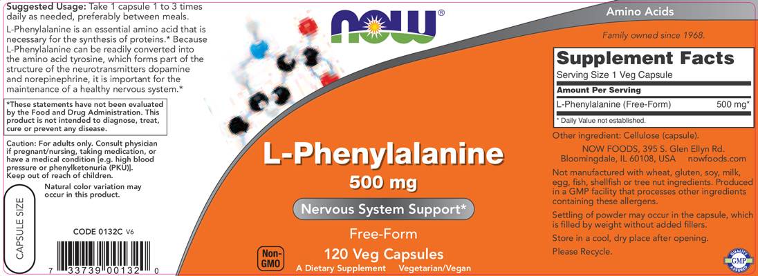L-phénylalanine 500 mg - 120 capsules