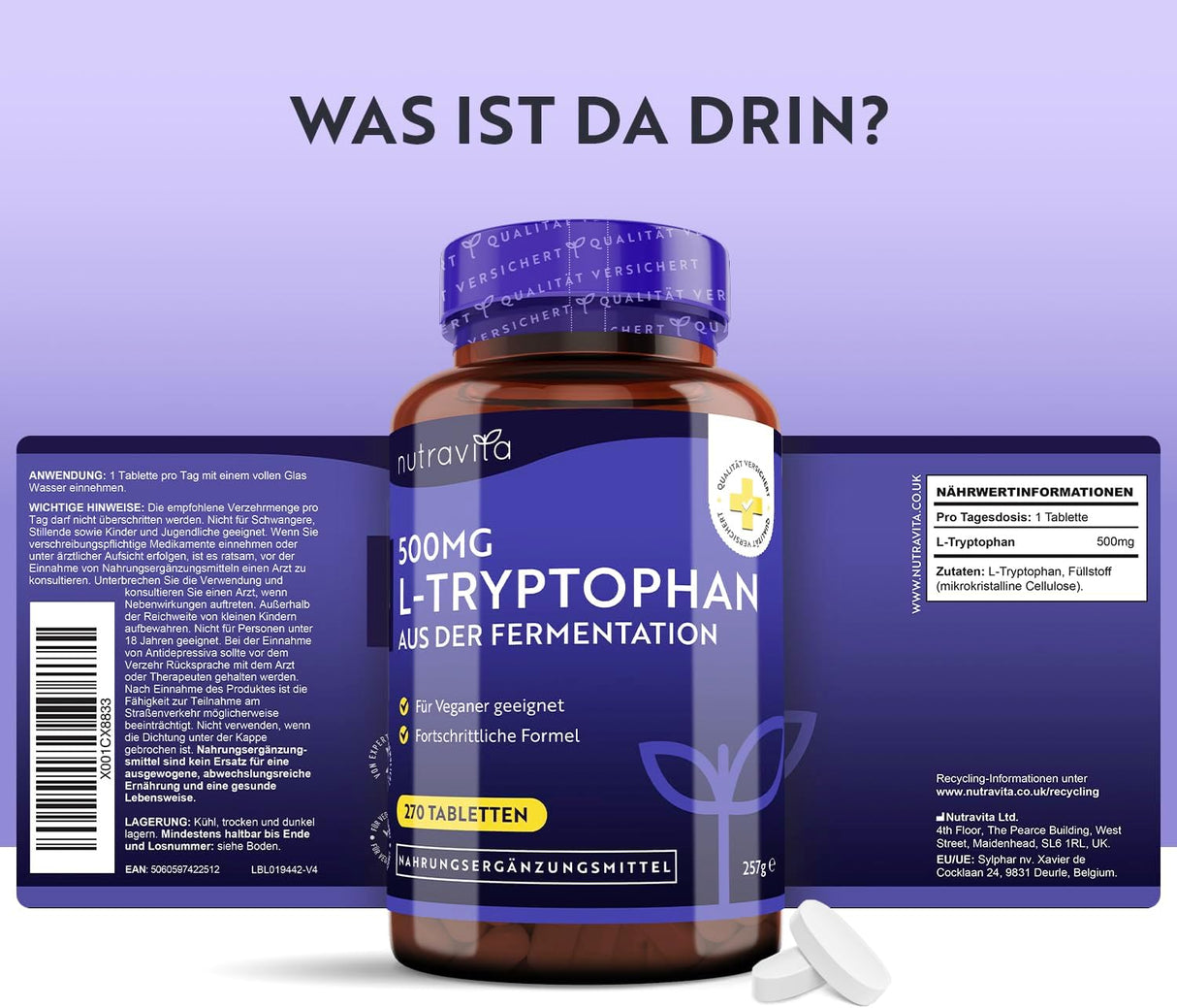L-tryptophane 500 mg 270 comprimés