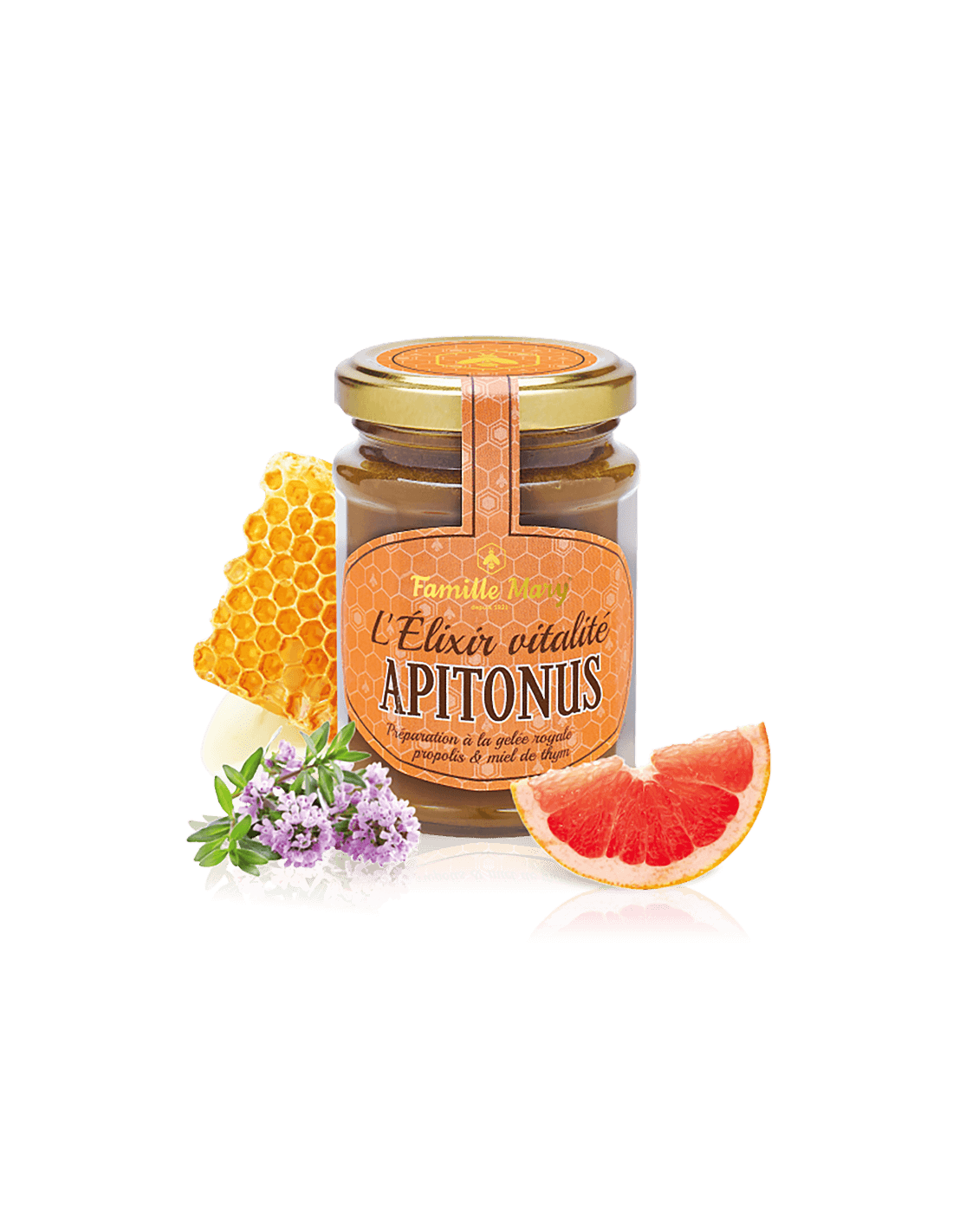 L'élixir Vitalité apitonus/apitonus Vital Elixir avec Jelly Royal, propolis et miel de thym, 230 G Famille Mary