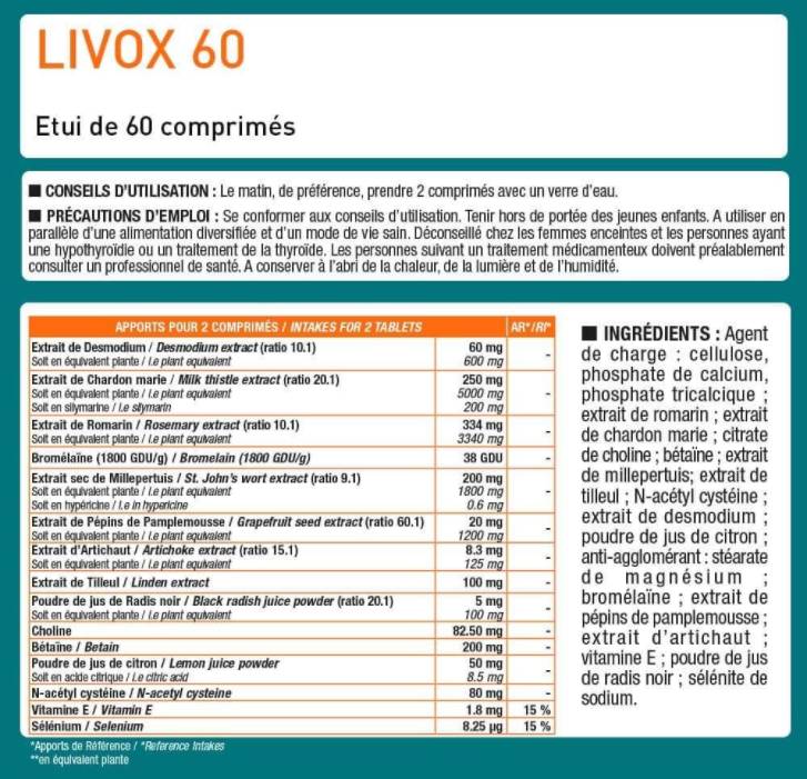 LIV.OX® 60 | Formule détoxifiante et protectrice du foie 60 comprimés
