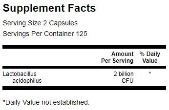 Lactobacillus acidophilus 2 milliards de capsules CFU 250 CFU