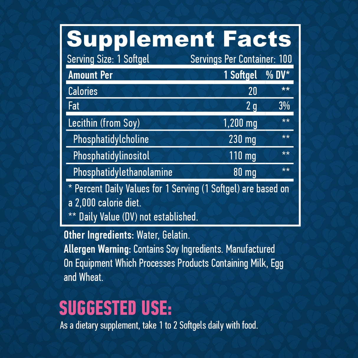 Lécithine 1 200 mg./100 softgels