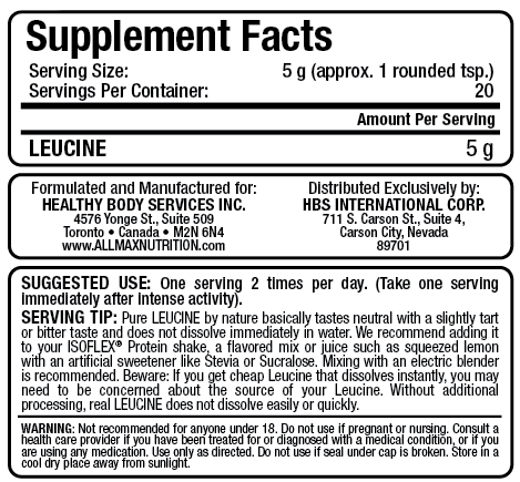 Poudre de leucine - 400 grammes