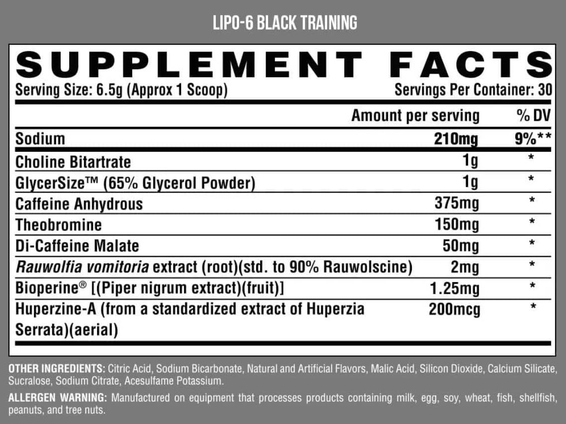 LIPO 6 TRAINEMENT NOIR/PRE-ROUTIFE - 264 grammes