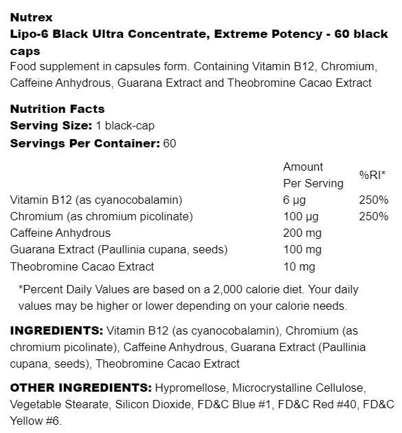 Lipo-6 Black Ultra Concentrate | Capsules de puissance extrême 60