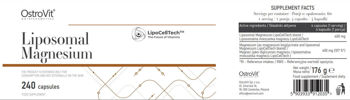 Magnésium liposomal | Capsules LipocellTech ™ 240