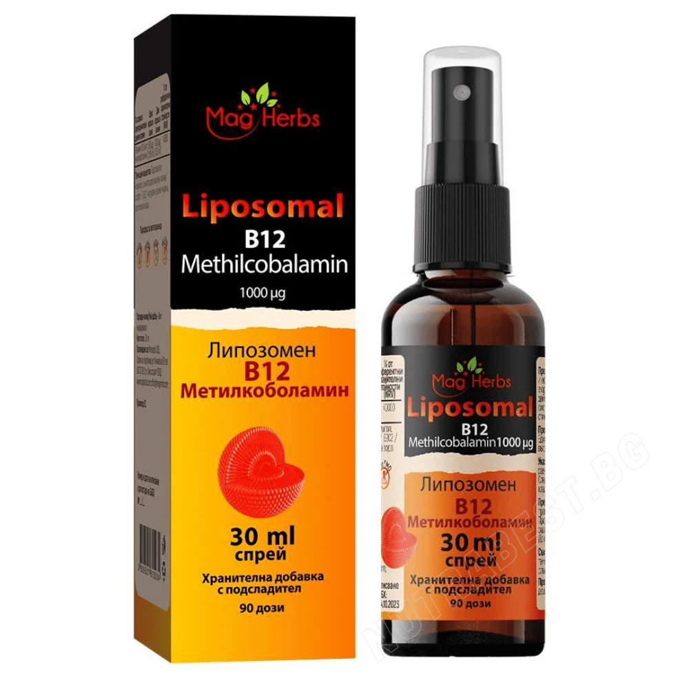 Spray liposomal de vitamine B12 Méthylcobalamine 1000 µg <tc>MagHerbs</tc> /30 ml, 90 doses/