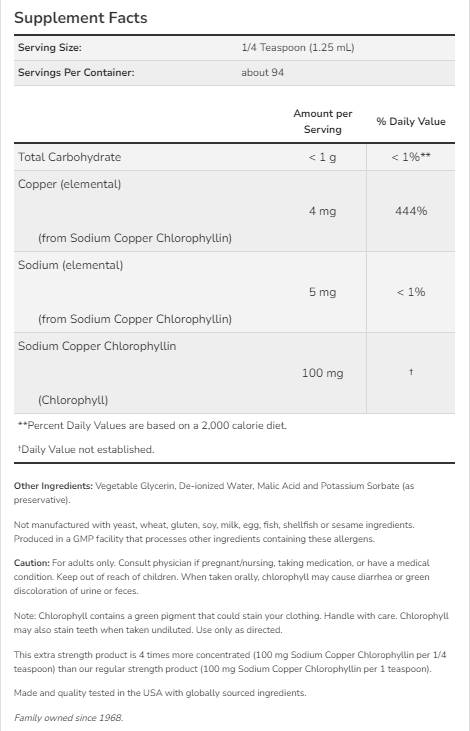 Chlorophylle liquide | Extra Strength - 118 ml