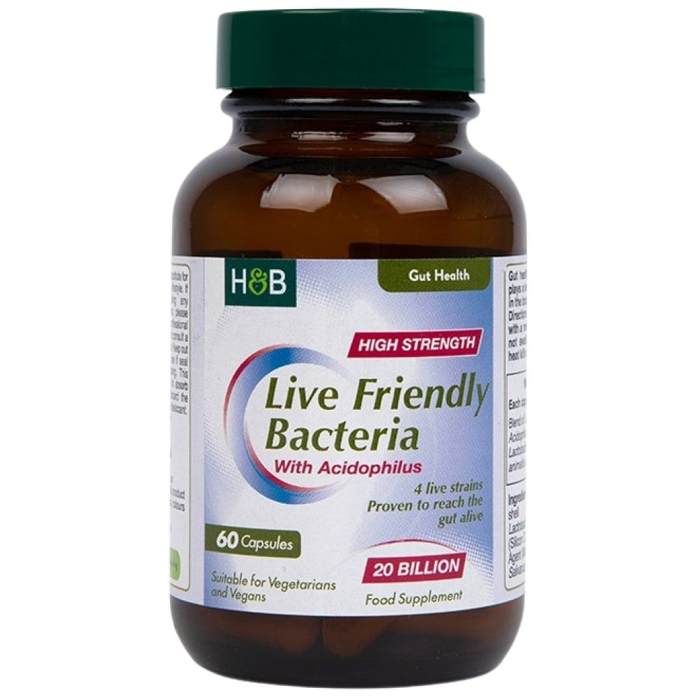Bactéries amicales en direct avec acidophilus | Haute résistance 20 milliards - 60 capsules