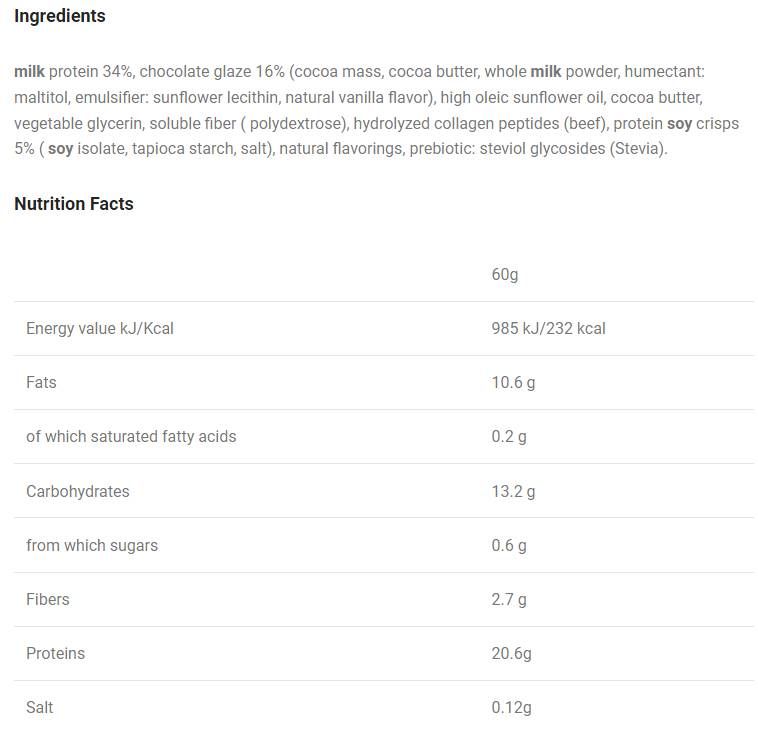 Bars de protéines à faible teneur en glucides | Stracciatella amicale de Keto - 12 x 60 grammes
