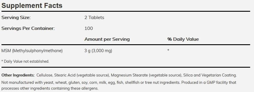 MSM 1500 mg - 200 comprimés