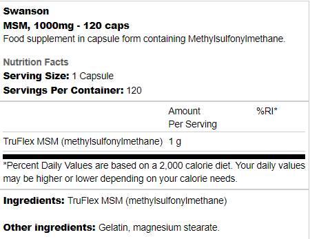 Capsules MSM 500 mg 250