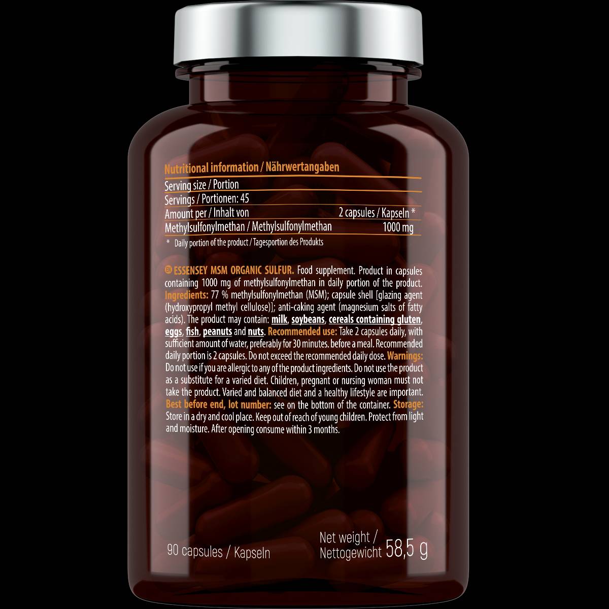 Soufre biologique MSM 500 mg - 90 capsules