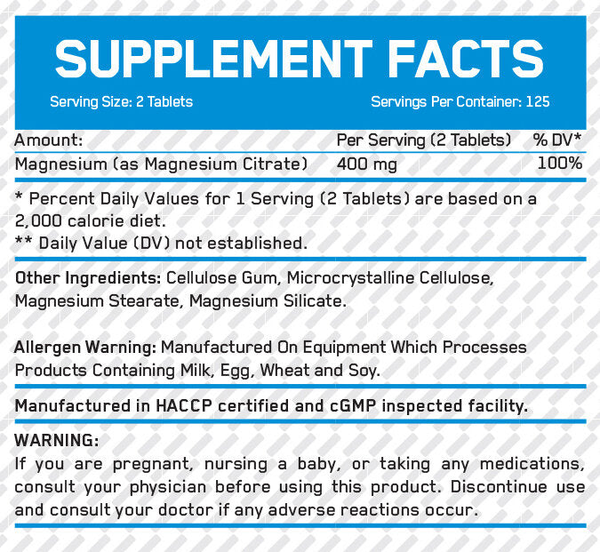 Magnésium Citrate 200 mg/100 Tabs.