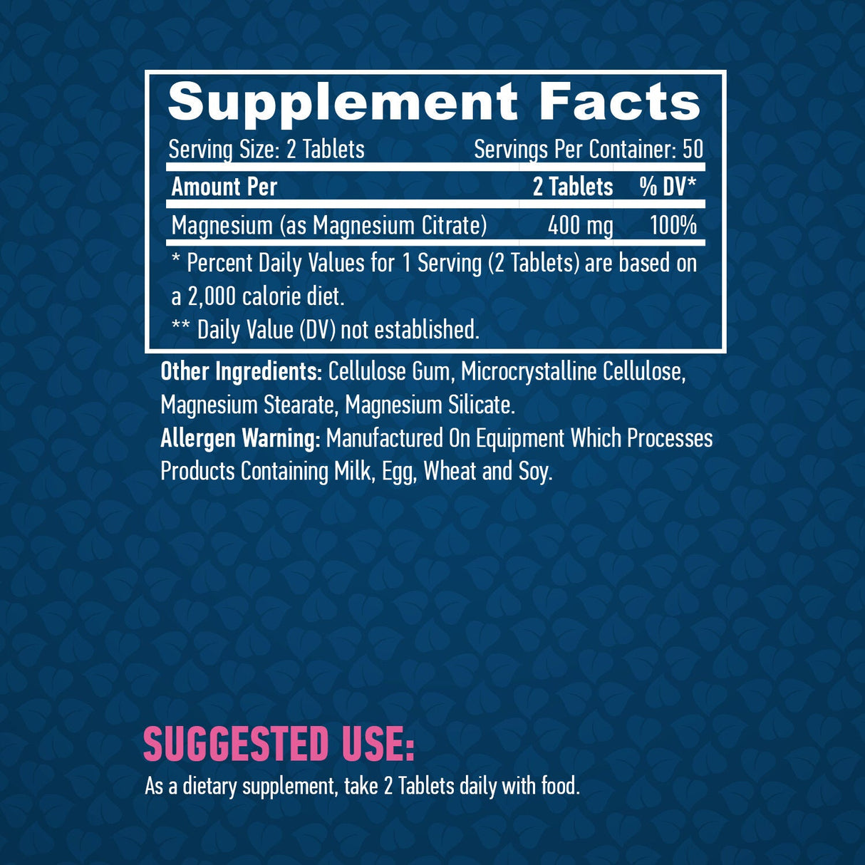 Magnésium Citrate 200 mg/100 Tabs.