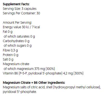 Citrate de magnésium 375 mg + B6 | P-5-P - 90 capsules